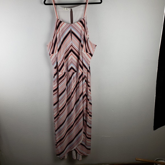 Maurices Women's Size 3X High Neck Maxi Dress Pink Blue Multistripe Thin Strap - Picture 1 of 10